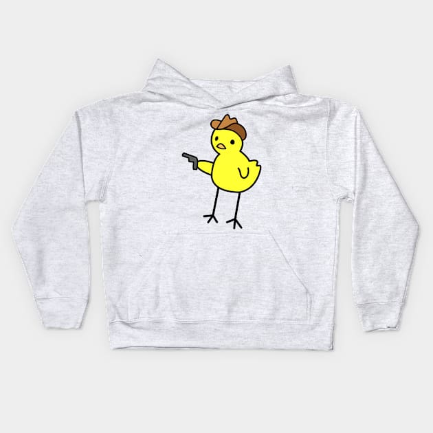 Chicken holding a gun Kids Hoodie by Orimei